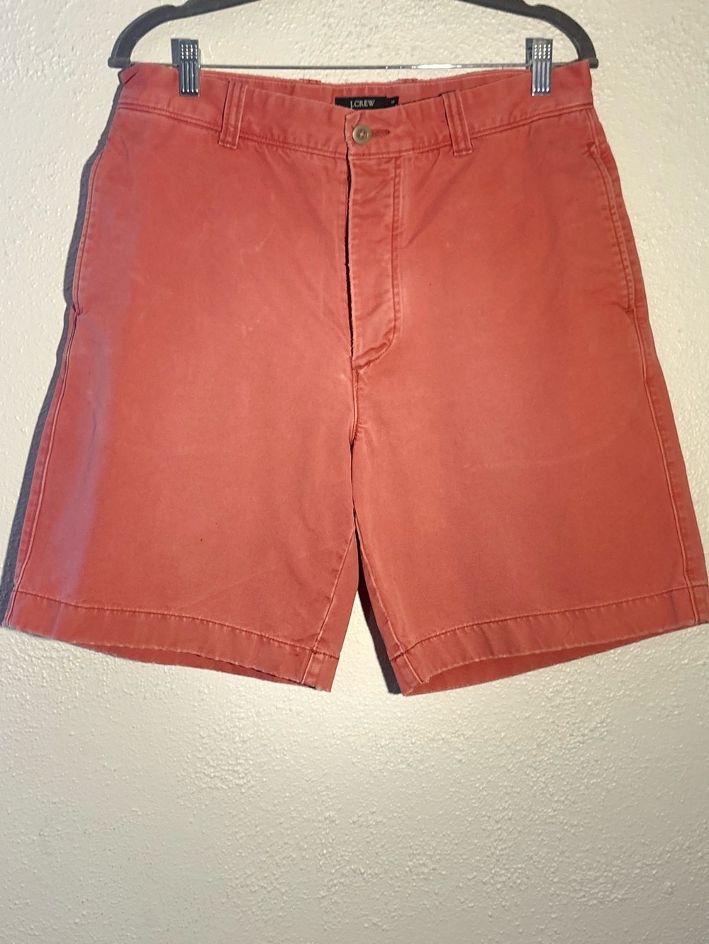 J. Crew Gremercy Washed Cotton Chino Shorts Washed Rust Red Men's 33